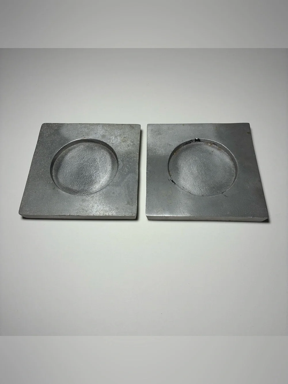 Set of 2 Unbranded Silver Plated Decorative Square Shape Candle Holders -India-
